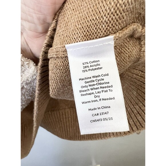 Talbots Cotton Blend Brown Owl 3D-Knit Crew Neck Pullover Sweater Size Large - Picture 7 of 8